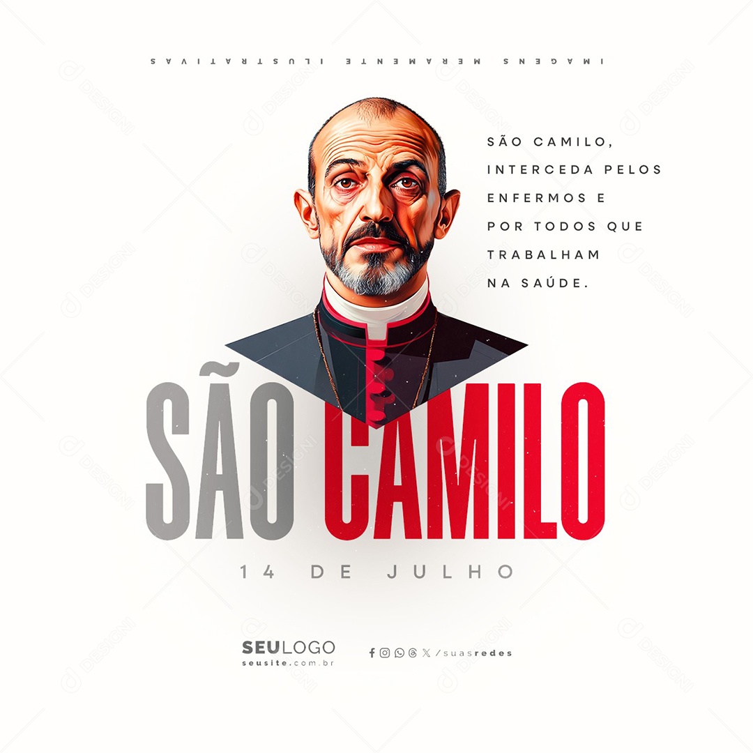 Dia de São Camilo 14 de Julho Social Media PSD Editável