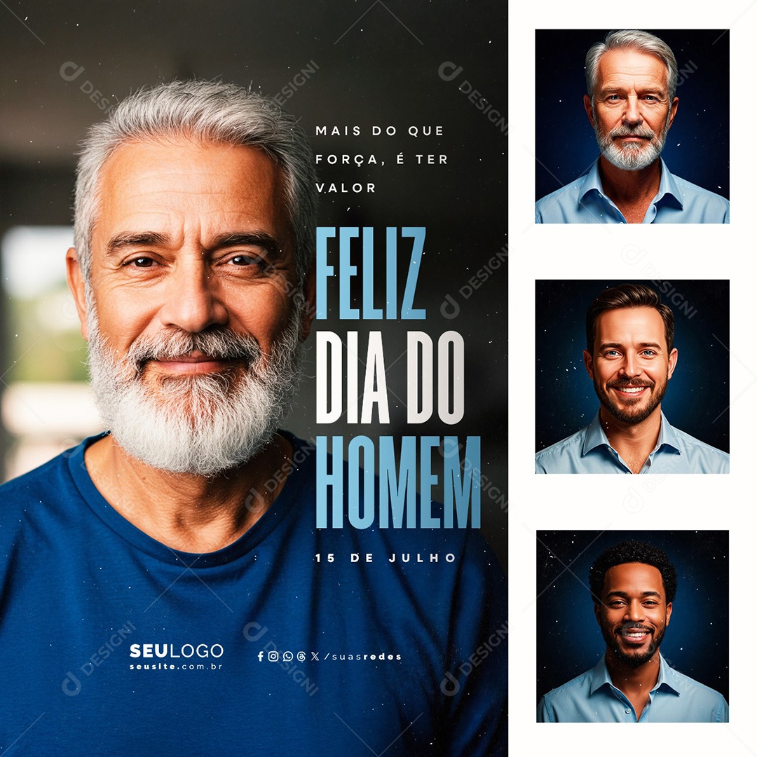 Feliz Dia do Homem 15 de Julho Social Media PSD Editável