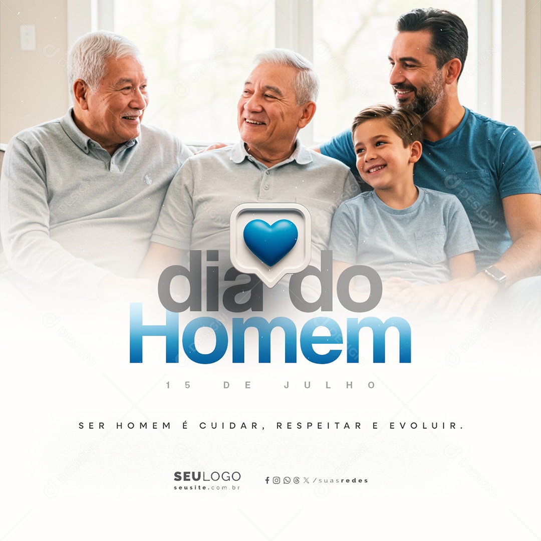 Dia do Homem 15 de Julho Social Media PSD Editável