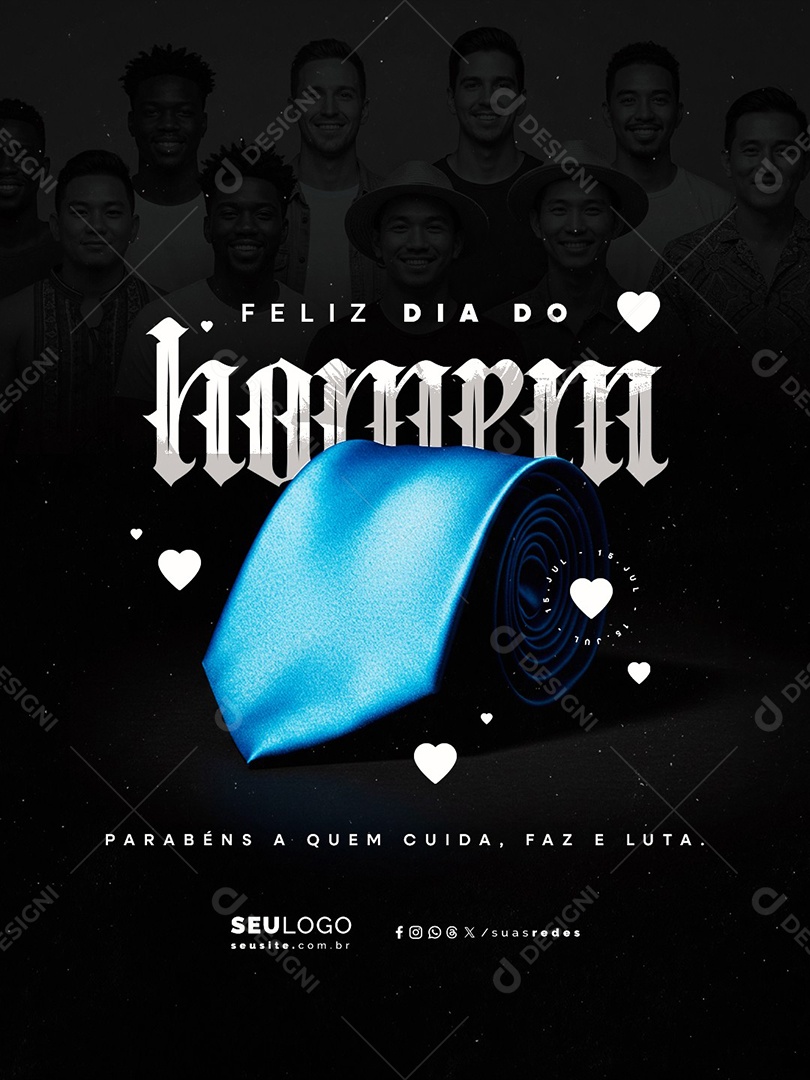 Feliz Dia do Homem 15 de Julho Social Media PSD Editável