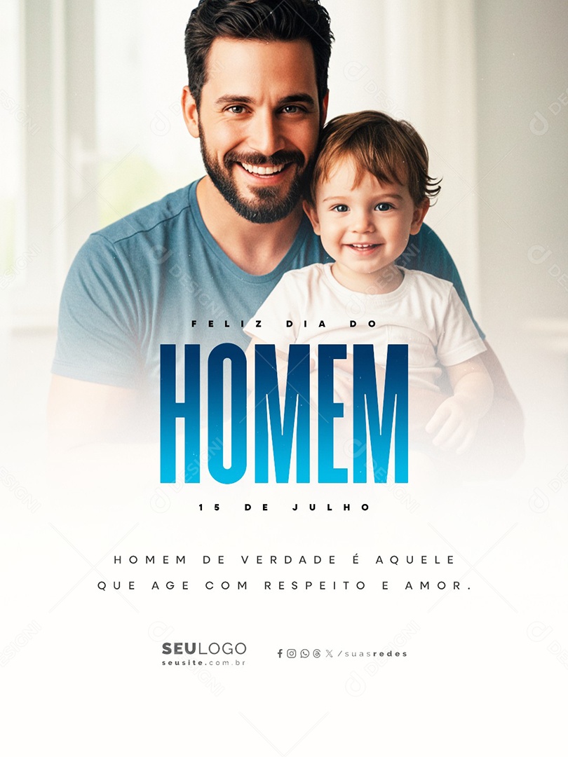 Feliz Dia do Homem 15 de Julho Social Media PSD Editável