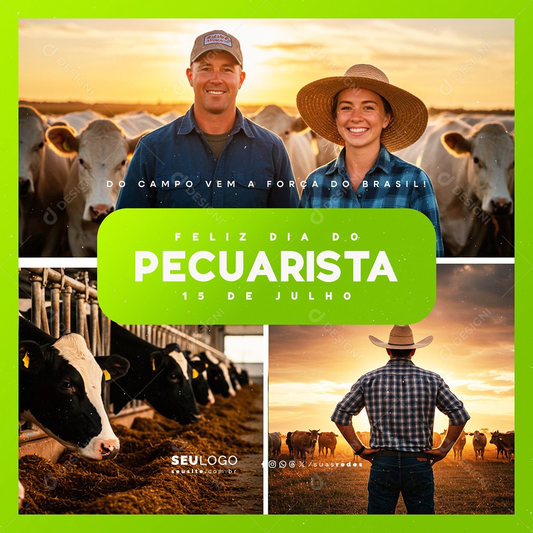 Feliz Dia do Pecuarista 15 de Julho Social Media PSD Editável
