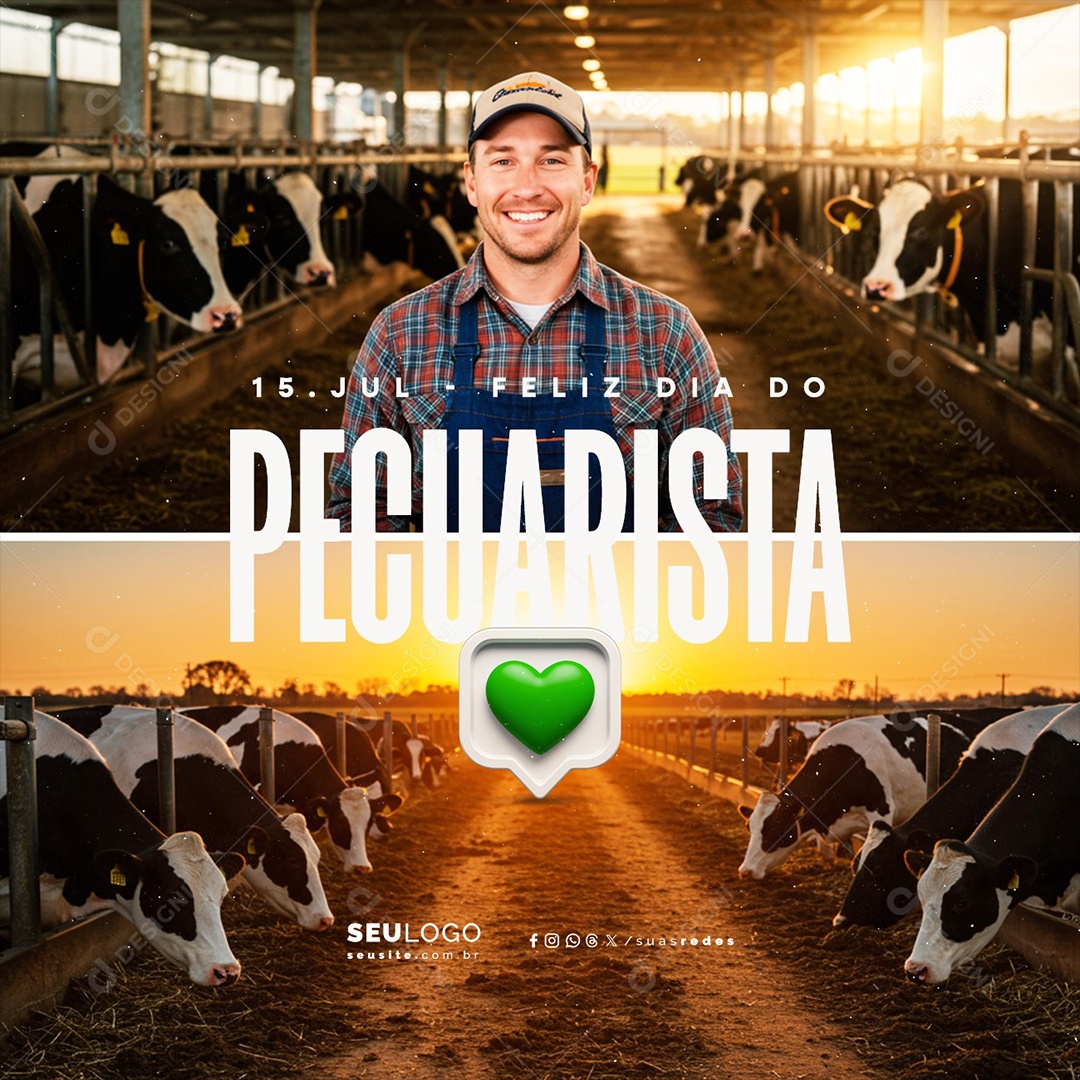 Feliz Dia do Pecuarista 15 de Julho Social Media PSD Editável