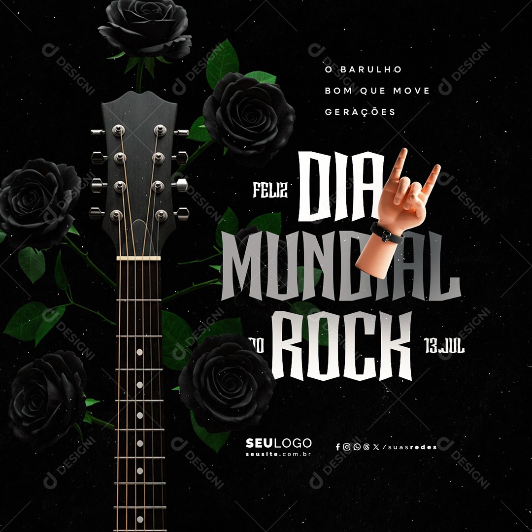 Dia Mundial do Rock 13 de Julho Social Media PSD Editável