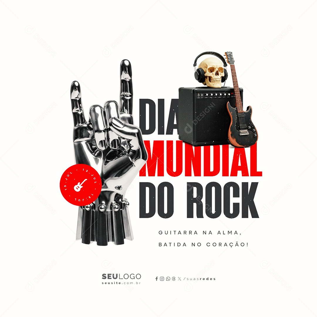 Dia Mundial do Rock 13 de Julho Social Media PSD Editável
