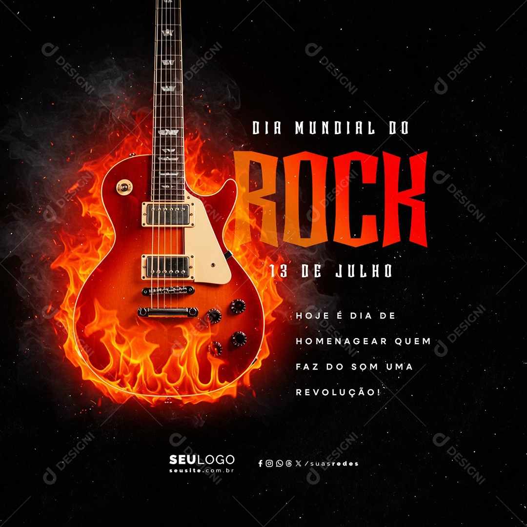 Dia Mundial do Rock 13 de Julho Social Media PSD Editável
