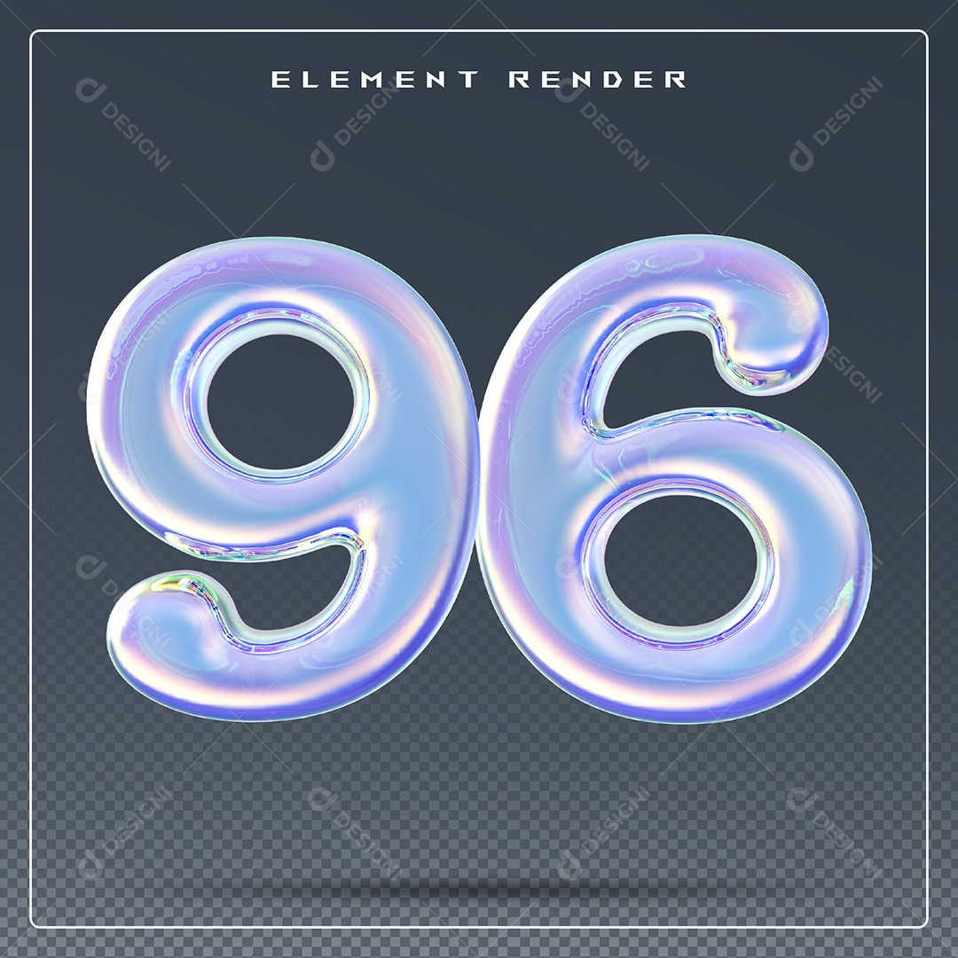 Elemento 3D Número 96 Azul para Composição PSD