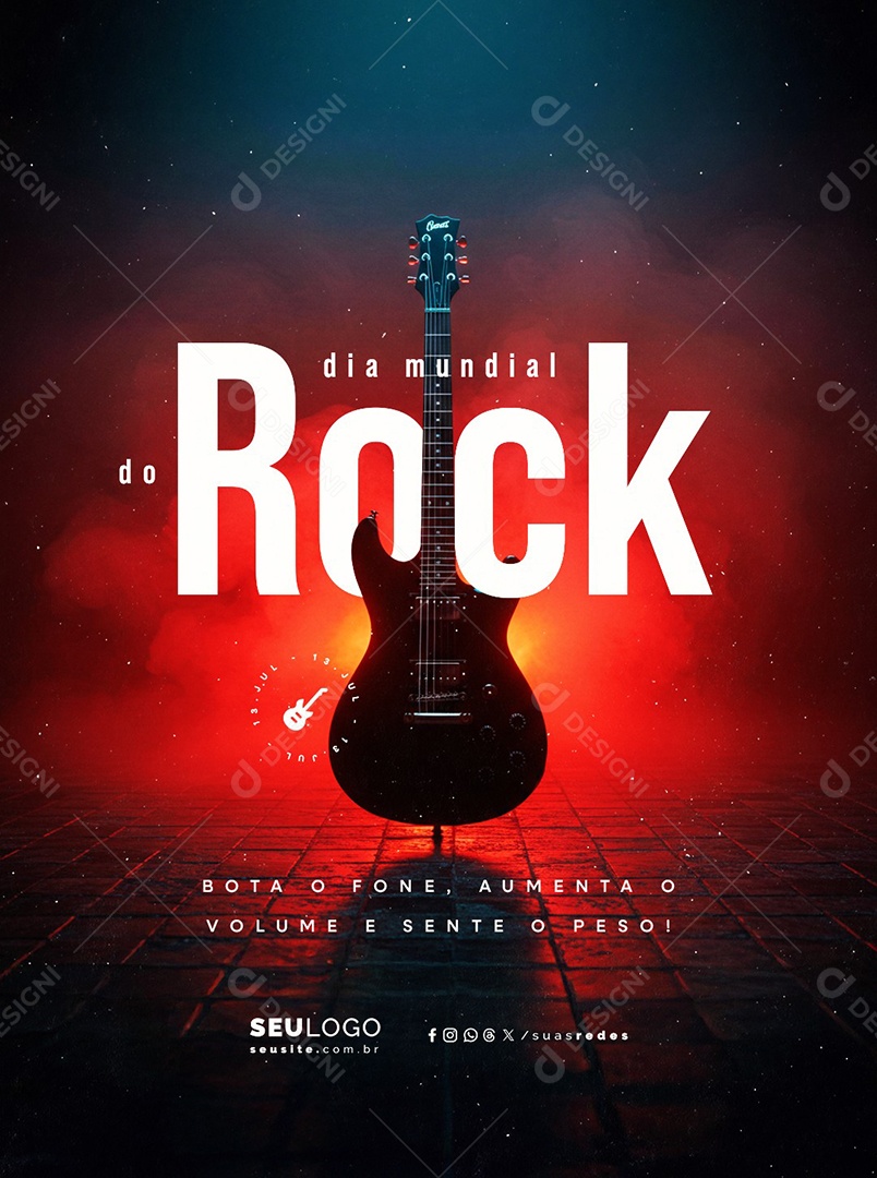 Dia Mundial do Rock 13 de Julho Social Media PSD Editável
