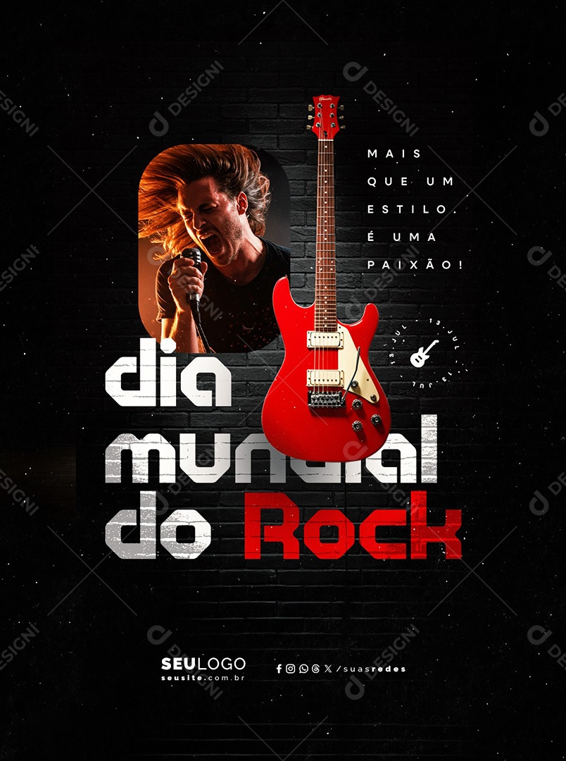 Dia Mundial do Rock 13 de Julho Social Media PSD Editável