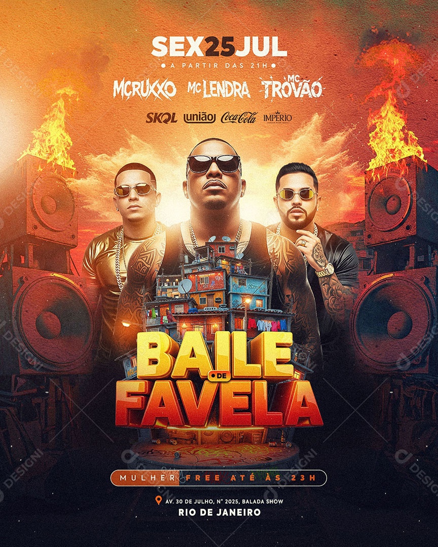 Flyer Baile De Favela Social Media Feed PSD Editável