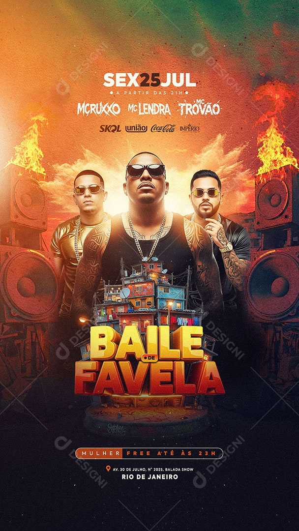 Flyer Baile De Favela Social Media Story PSD Editável