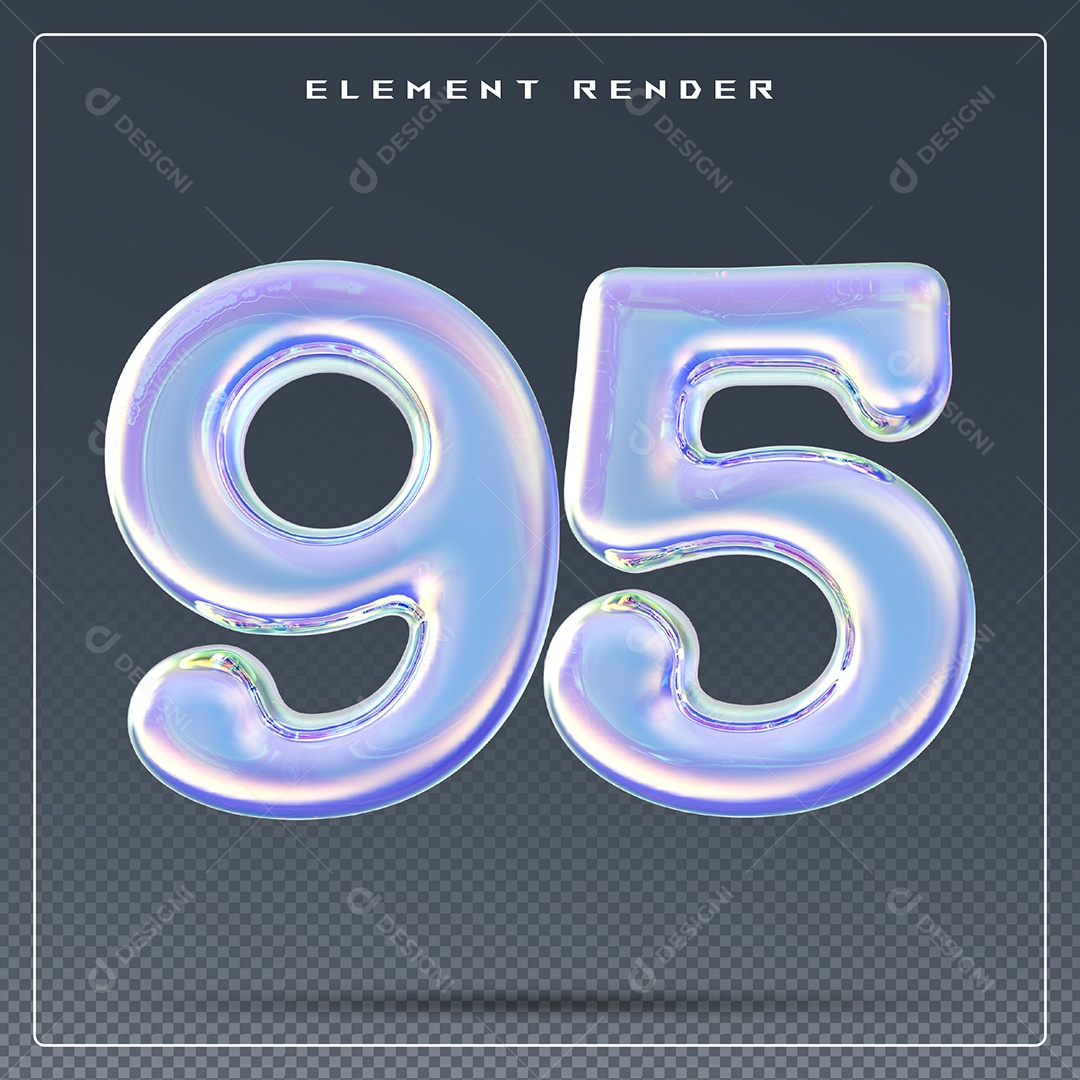 Elemento 3D Número 95 Azul para Composição PSD