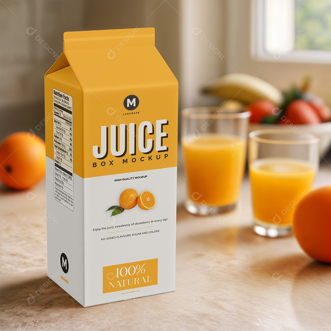Caixa de Suco PSD Editável Mockup