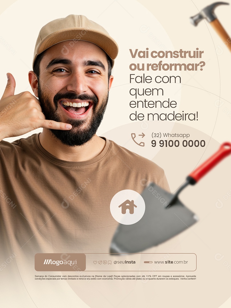 Madeireira Vai Construir ou Reformar Social Media PSD Editável