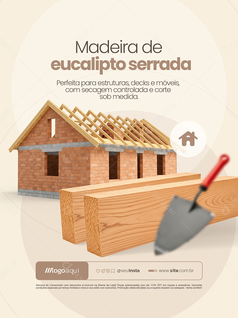 Madeireira Madeira de Eucalipto Serrada Social Media PSD Editável