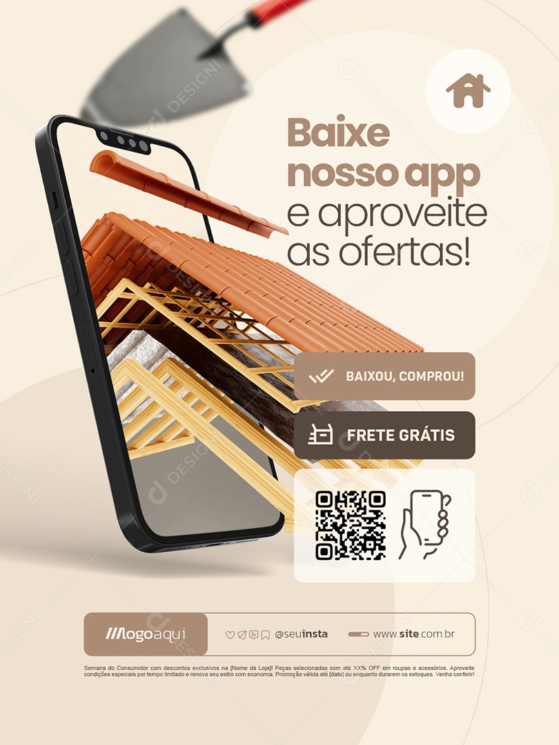 Madeireira Baixe Nosso App Social Media PSD Editável