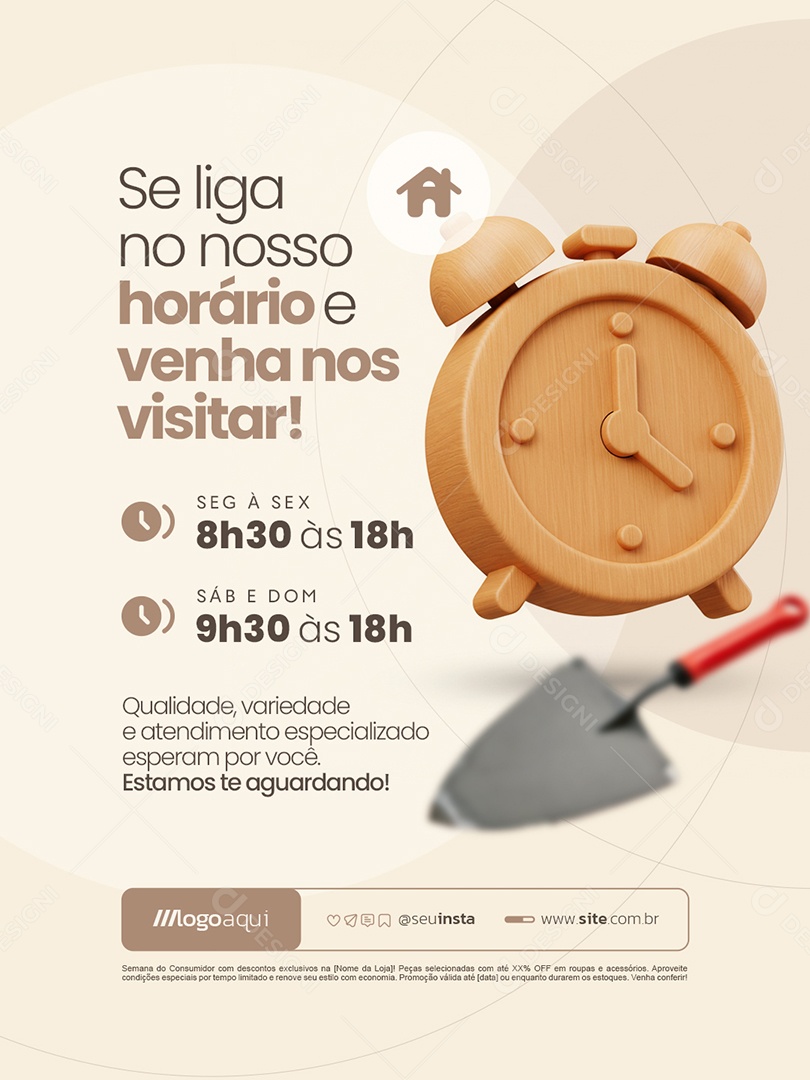 Madeireira Se Liga no Nosso Horário e Venha nos Visitar Social Media PSD Editável