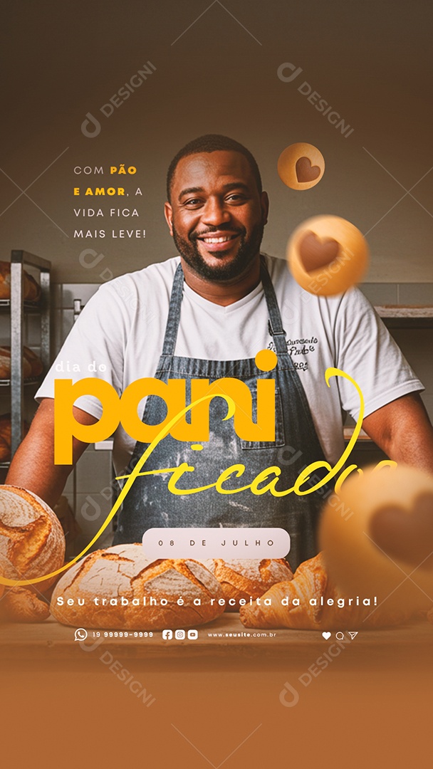Story Dia do Panificador 08 de Julho Social Media PSD Editável