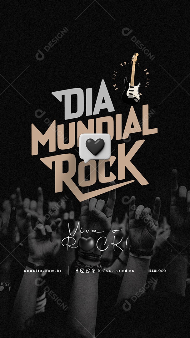 Story Dia Mundial do Rock 13 de Julho Social Media PSD Editável