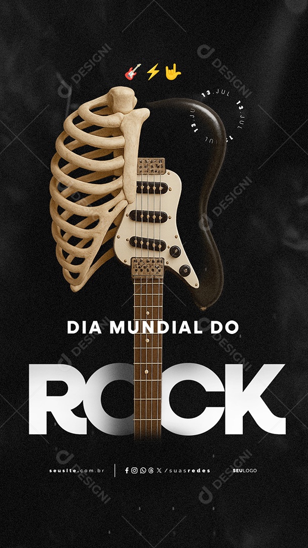 Story Dia Mundial do Rock 13 de Julho Social Media PSD Editável