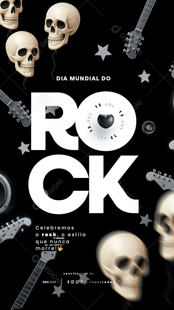 Story Dia Mundial do Rock 13 de Julho Social Media PSD Editável
