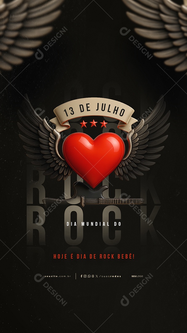 Story Dia Mundial do Rock 13 de Julho Social Media PSD Editável
