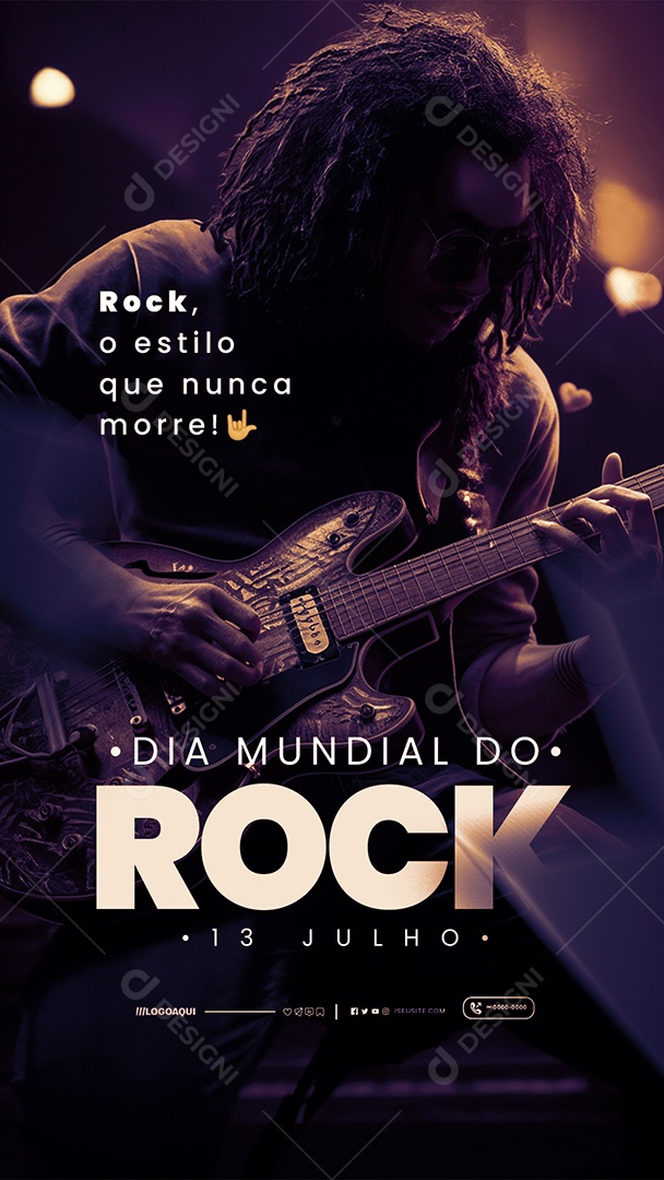 Story Dia Mundial do Rock 13 de Julho Social Media PSD Editável