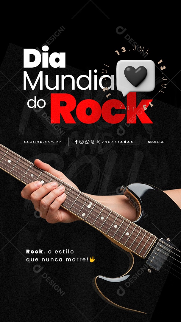 Story Dia Mundial do Rock 13 de Julho Social Media PSD Editável