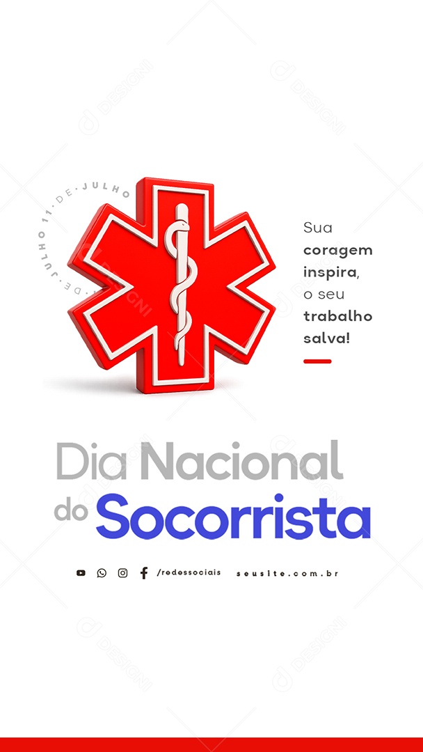 Story Dia do Socorrista 11 de Julho Social Media PSD Editável