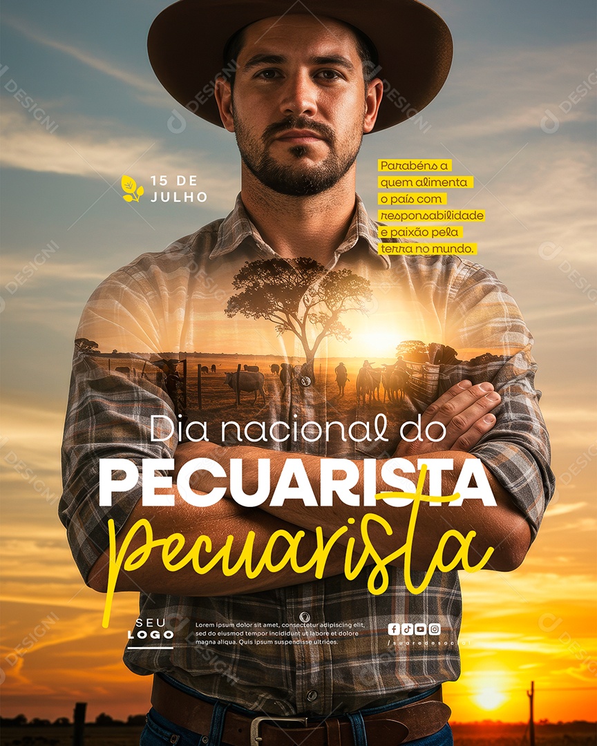 Dia do Pecuarista 15 de Julho Social Media PSD Editável