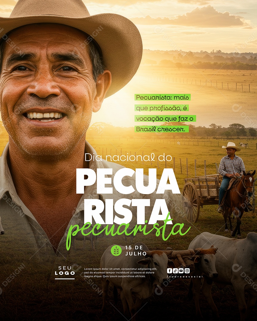 Dia do Pecuarista 15 de Julho Social Media PSD Editável