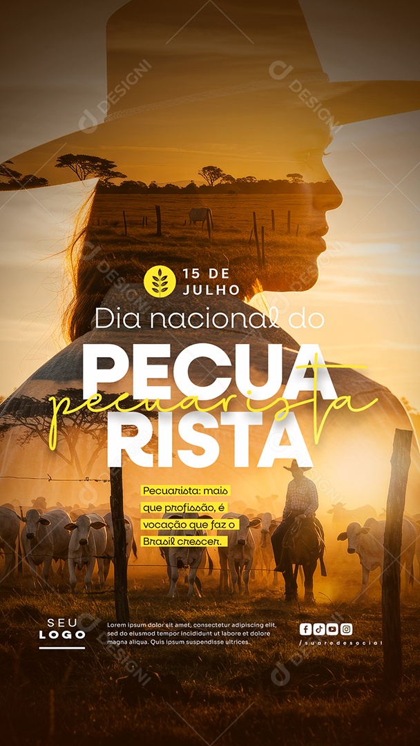Story Dia do Pecuarista 15 de Julho Social Media PSD Editável