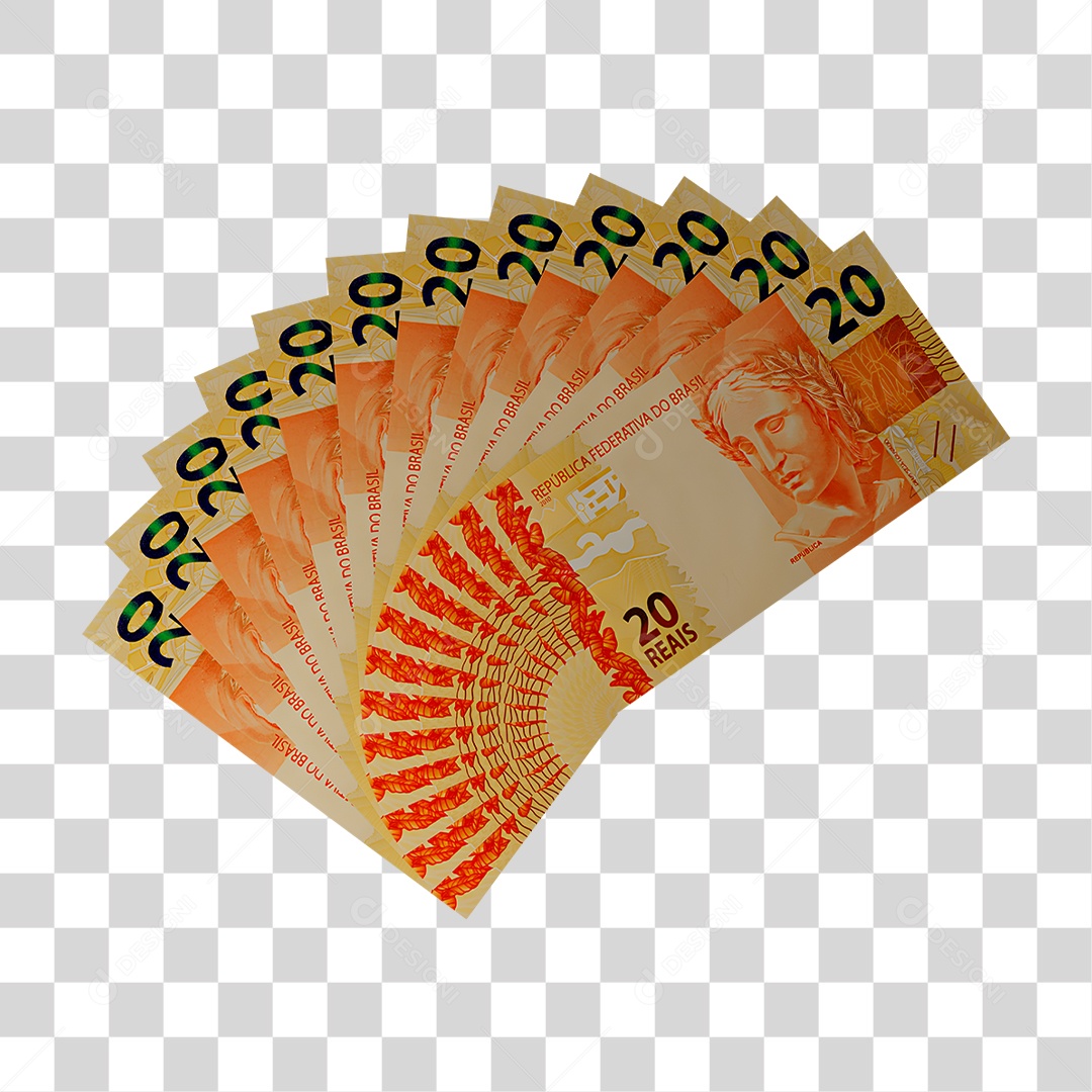 Notas de 20 Reais PNG Transparente