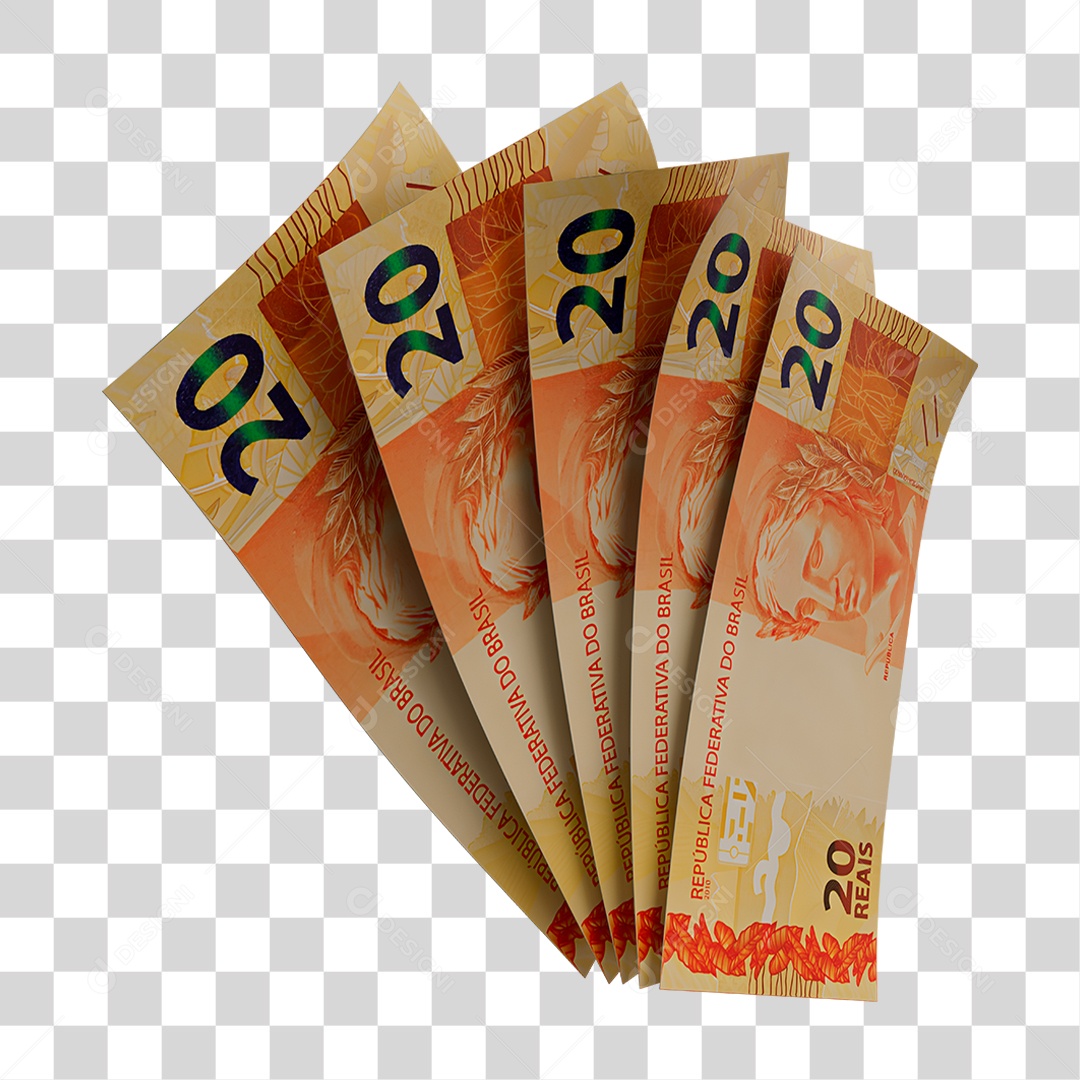Notas de 20 Reais PNG Transparente