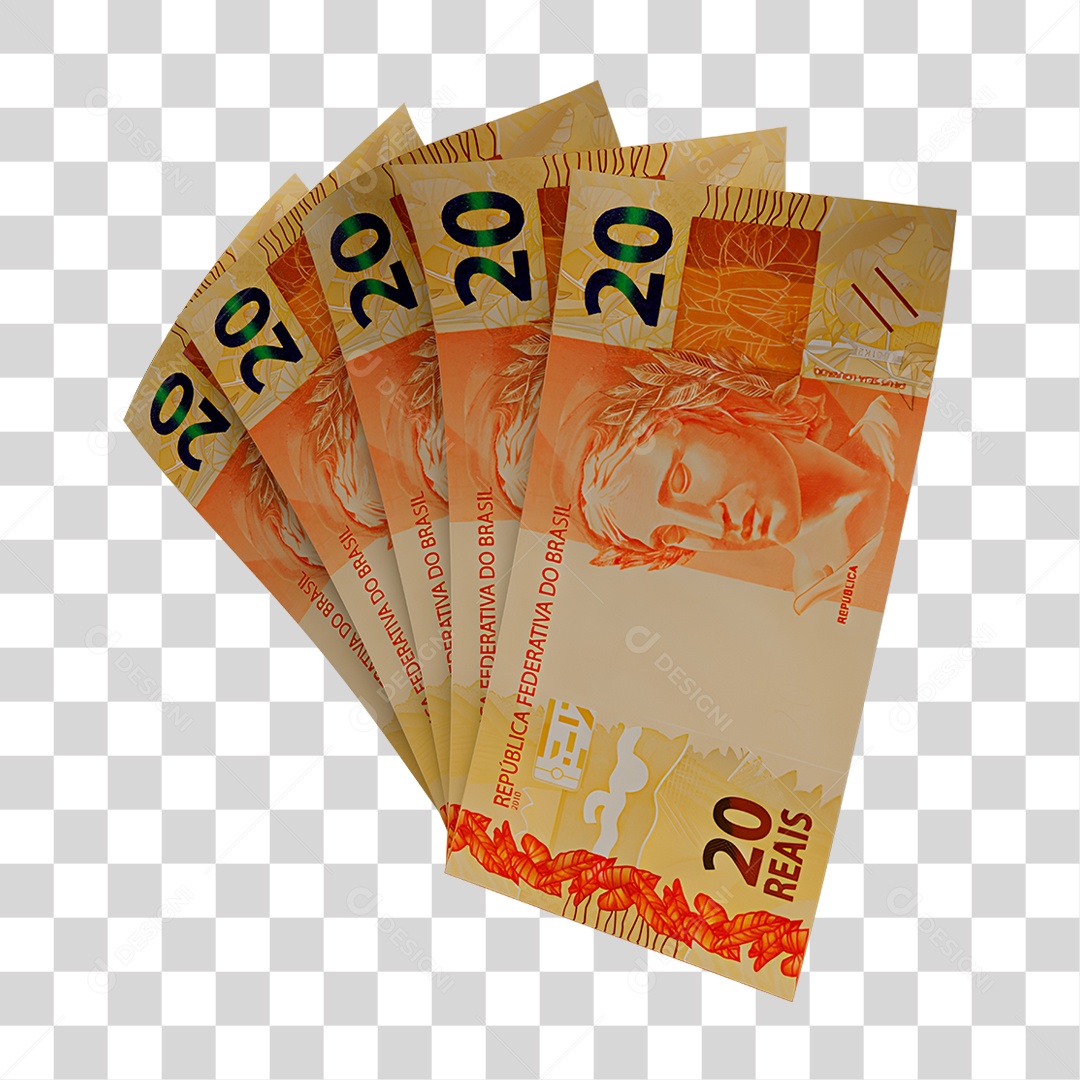 Notas de 20 Reais PNG Transparente