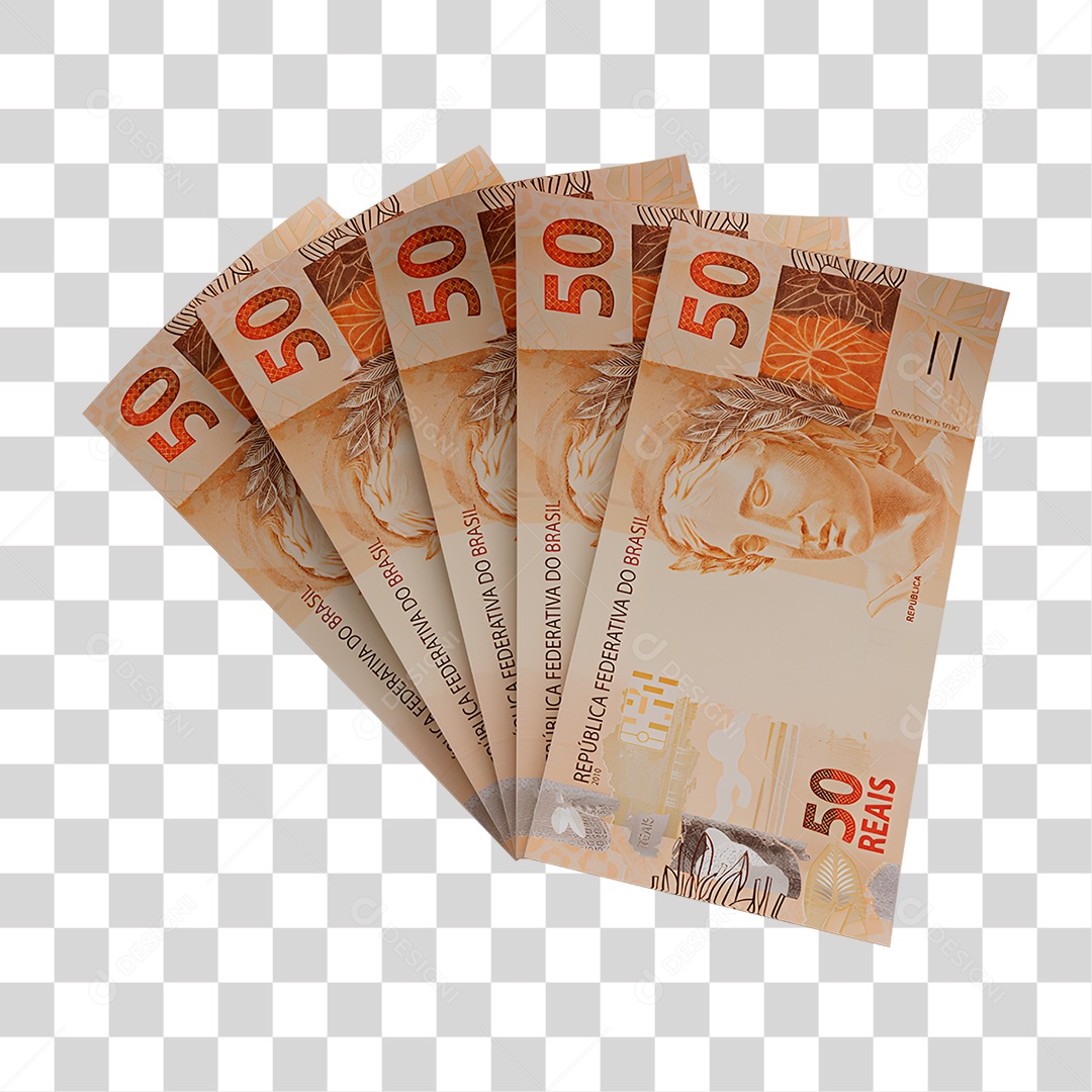 Notas de 50 Reais PNG Transparente