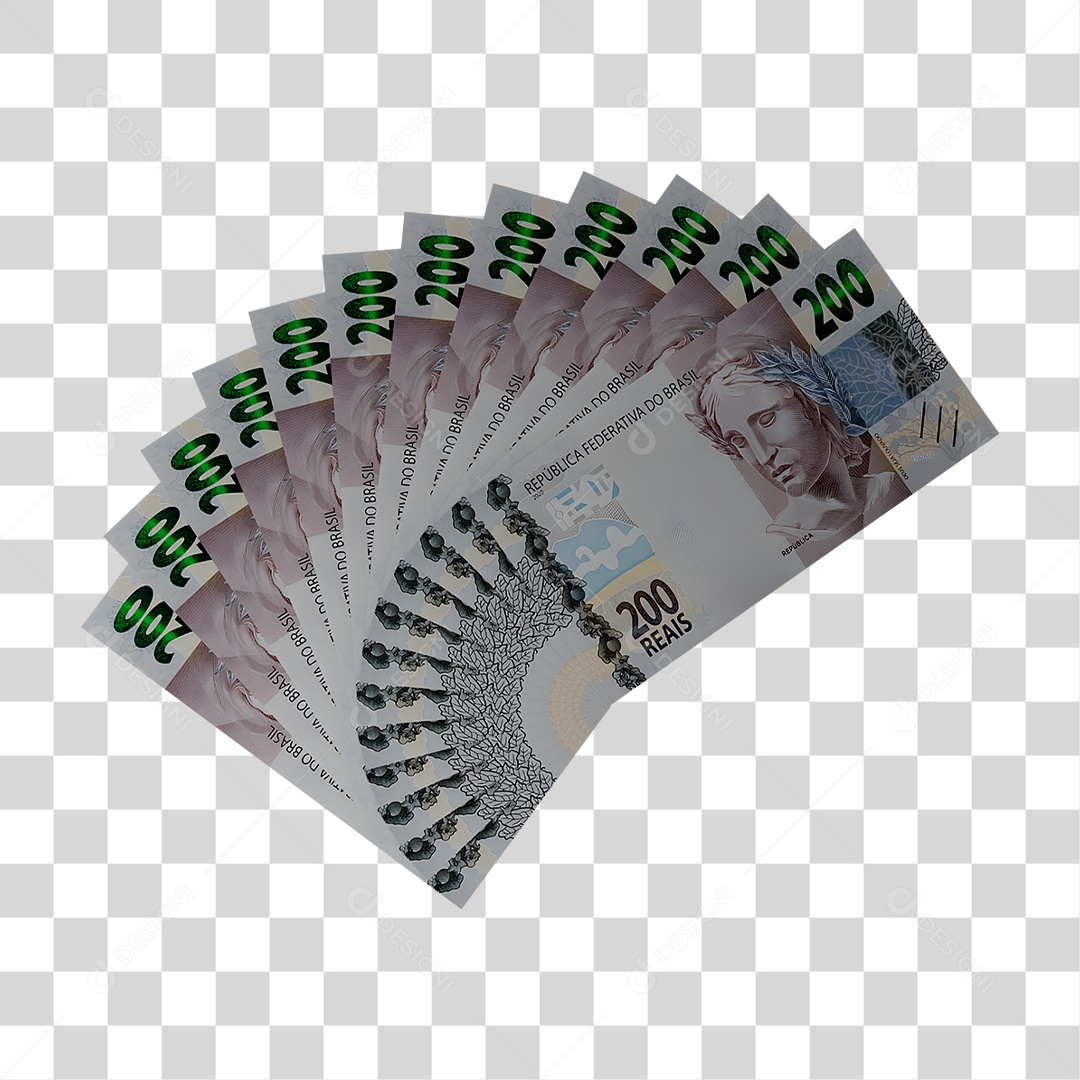Notas de 200 Reais PNG Transparente