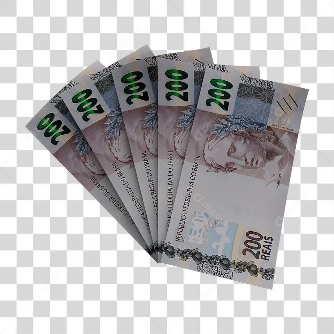 Notas de 200 Reais PNG Transparente