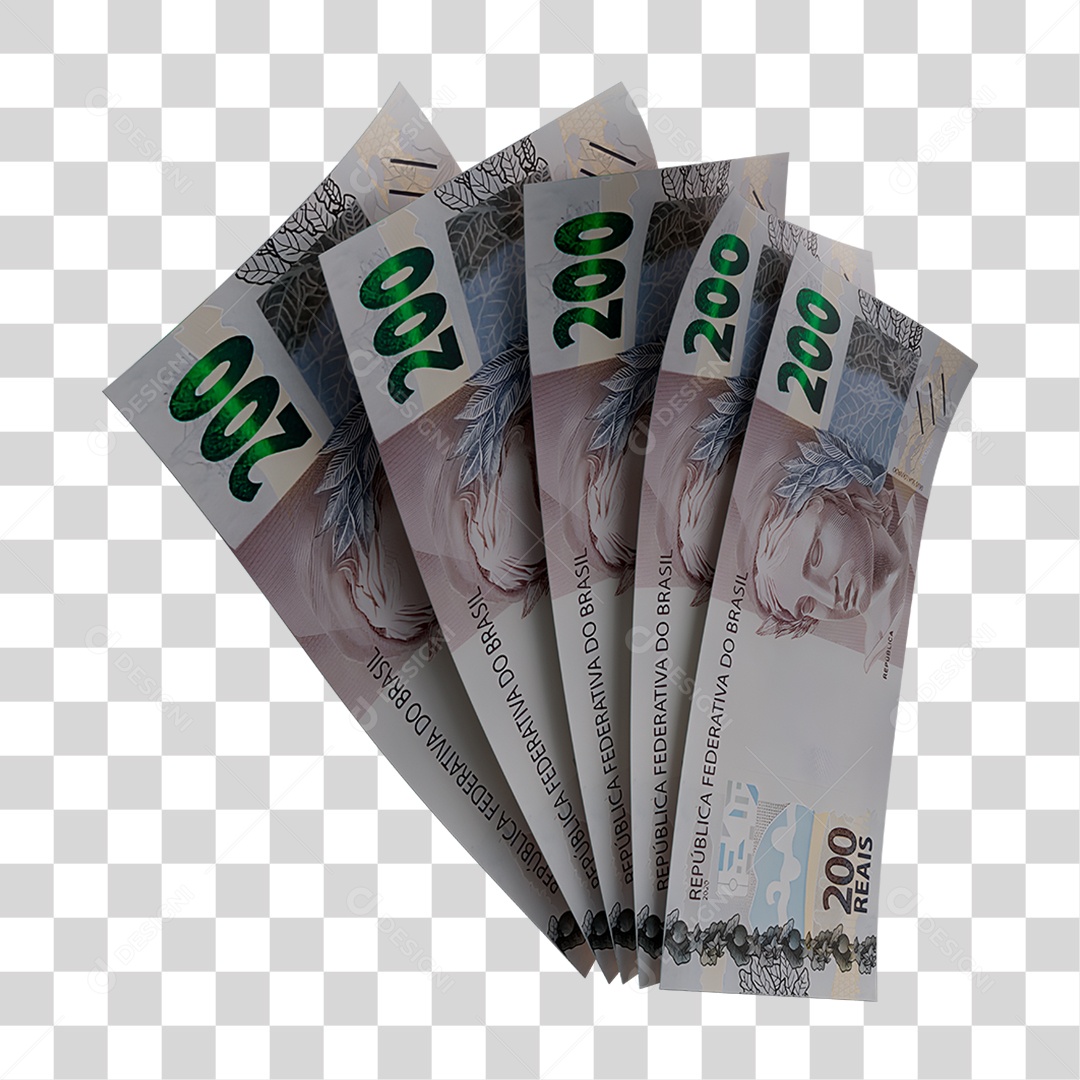 Notas de 200 Reais PNG Transparente