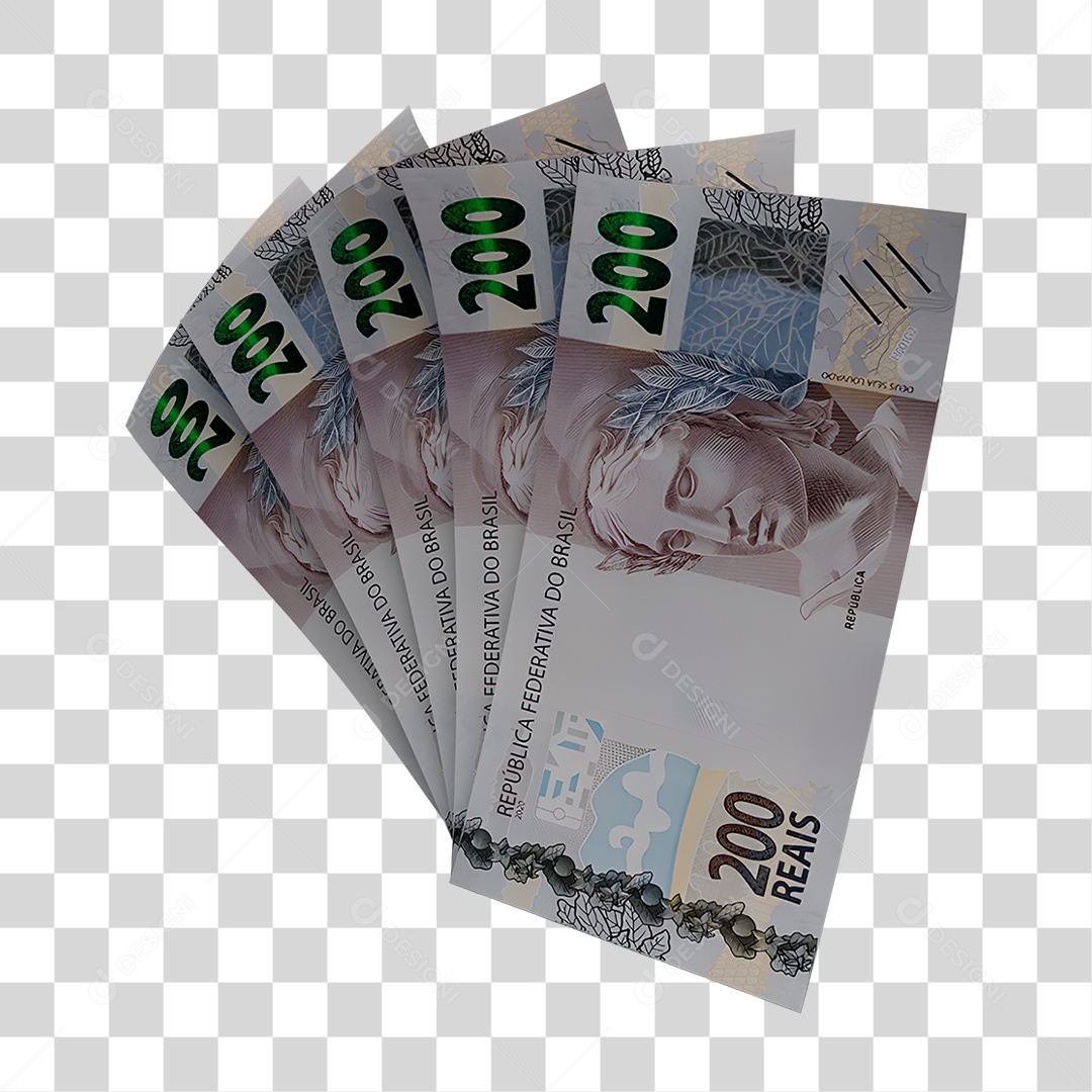 Notas de 200 Reais PNG Transparente