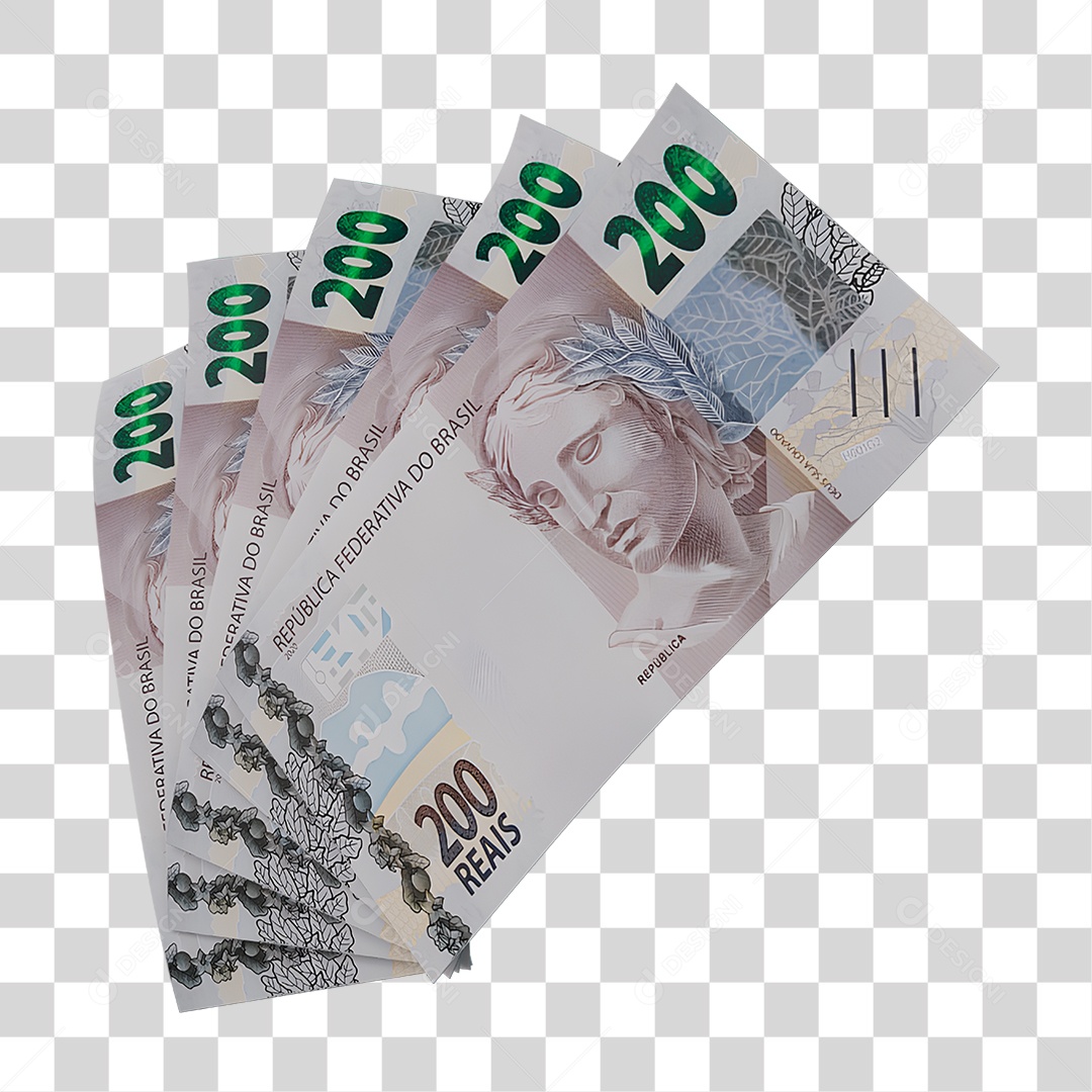 Notas de 200 Reais PNG Transparente