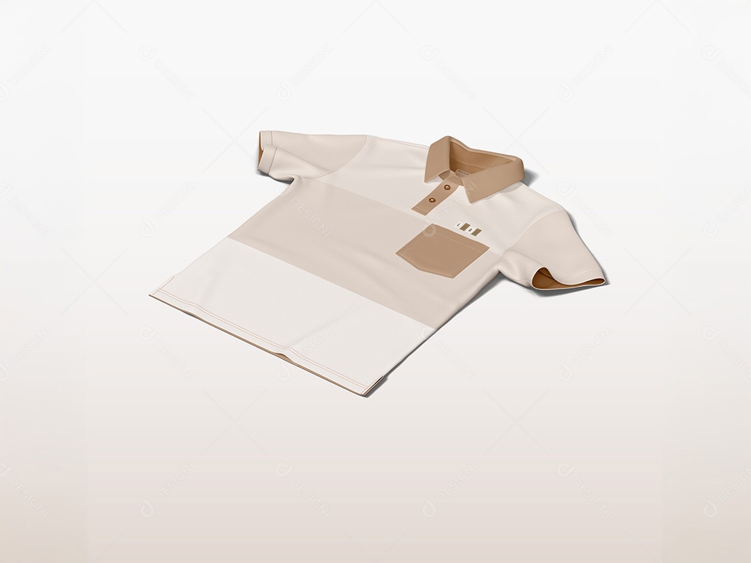 Camiseta Polo Mockup com Bolso Mockup Vestuário Vestir Roupa PSD Editável