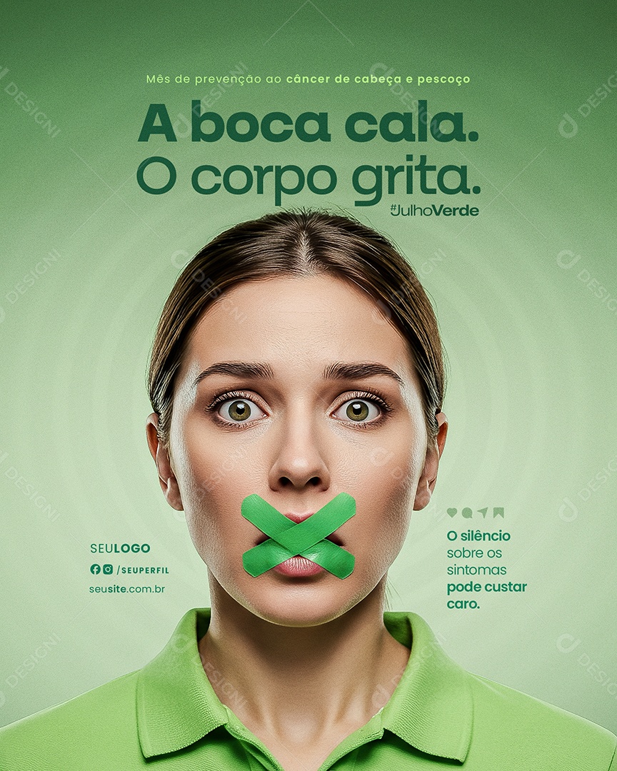 Julho Verde A Boca Cala O Corpo Grita Social Media PSD Editável