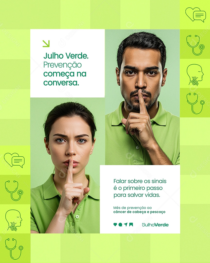 Julho Verde Prevenção Começa Na Conversa Social Media PSD Editável