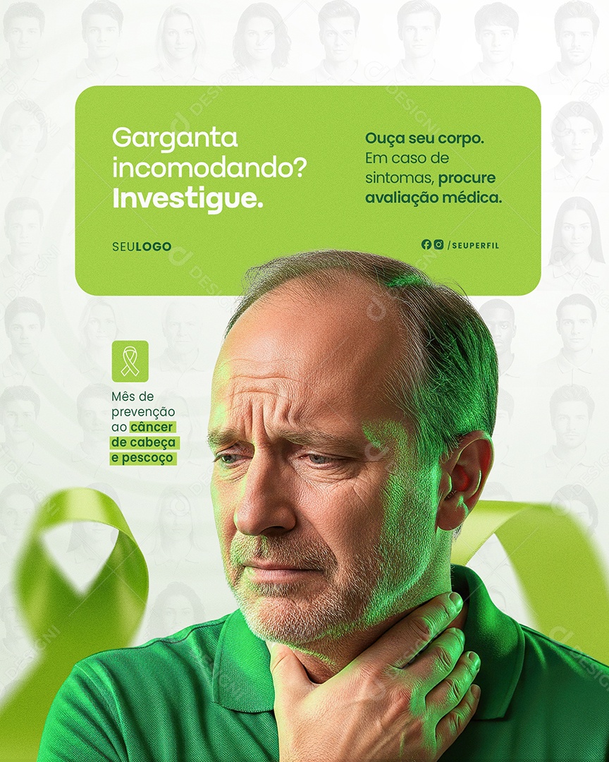 Julho Verde Garganta Incomodada Investigue Social Media PSD Editável