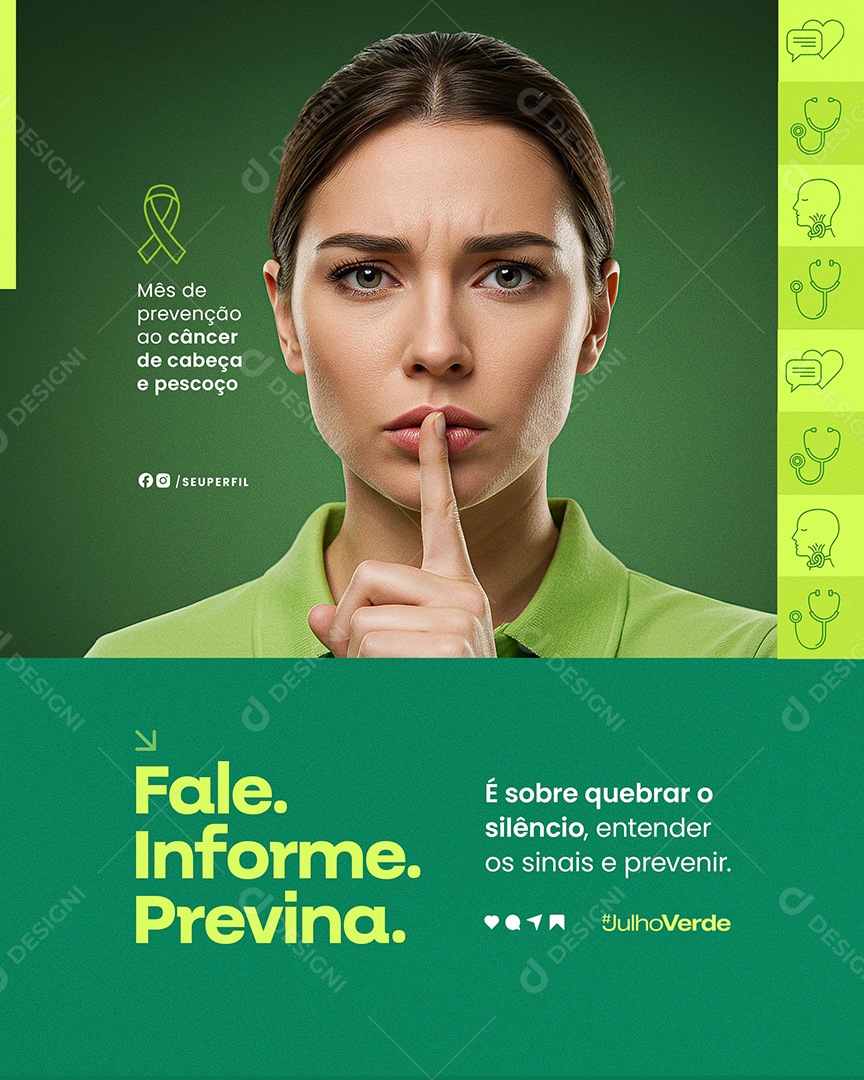 Julho Verde Fale Informe Previna Social Media PSD Editável