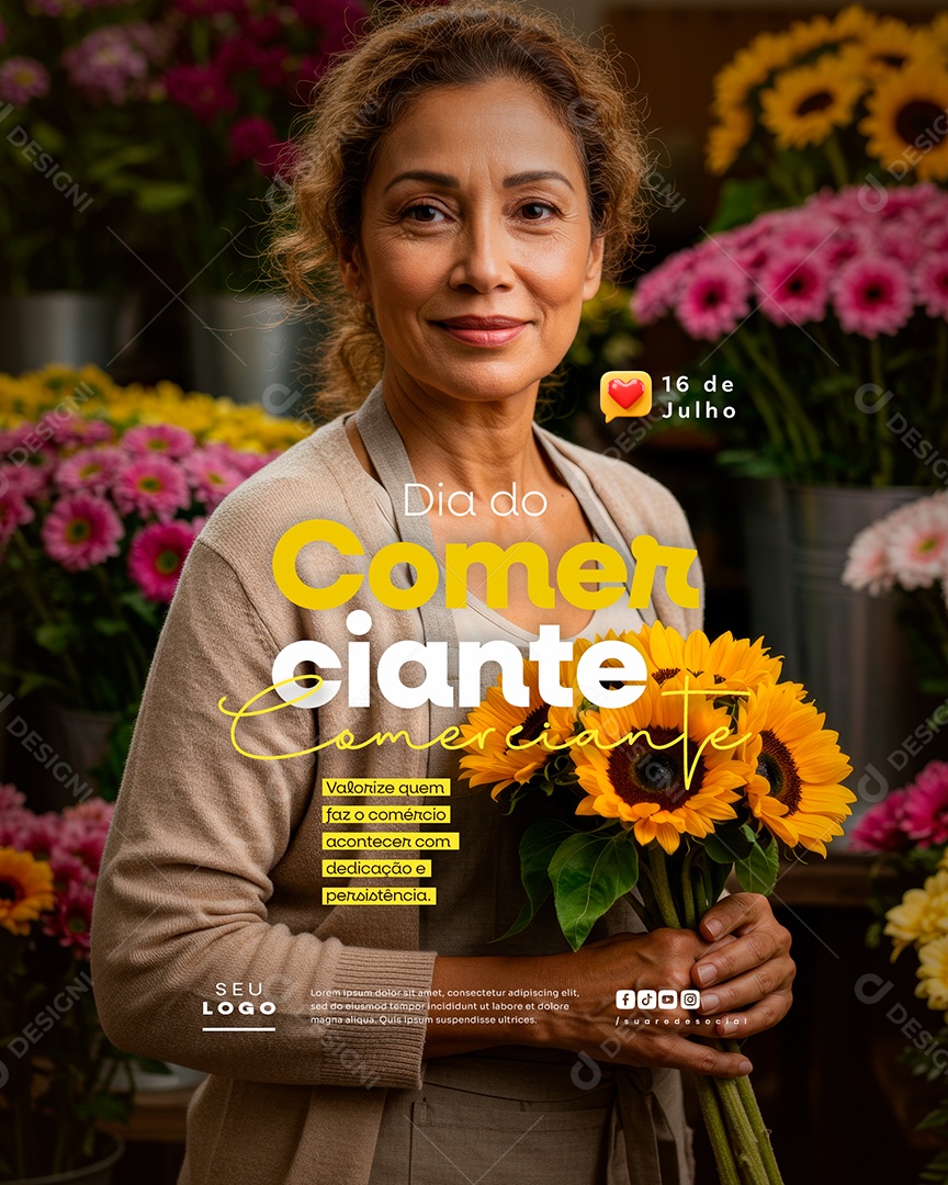 Dia do Comerciante 16 De Julho Social Media PSD Editável