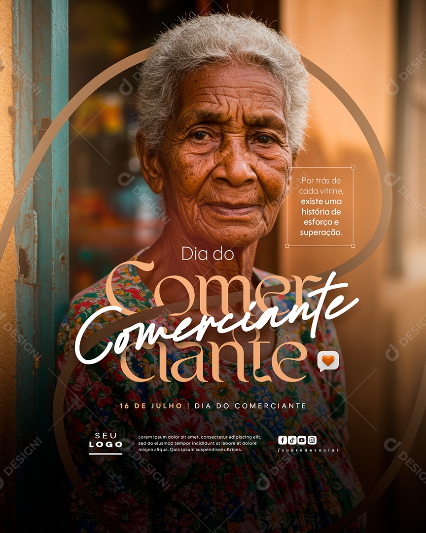 Dia do Comerciante 16 De Julho Social Media PSD Editável