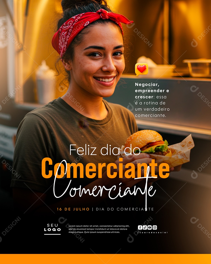 Feliz Dia do Comerciante 16 De Julho Social Media PSD Editável
