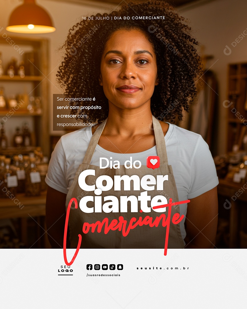Dia do Comerciante 16 De Julho Social Media PSD Editável